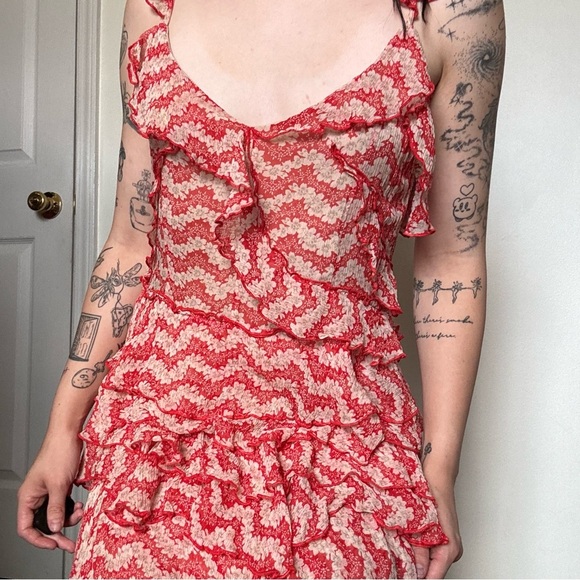 The Kooples Jasmine Ruffled Silk Tiered Mini Dress Size Small - Picture 2 of 5
